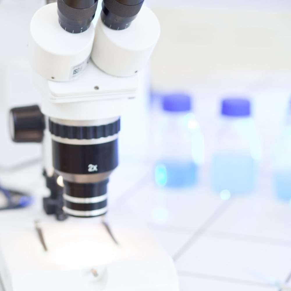 modern microscope in a lab